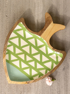 Plateau décoratif moderne en bois rustique géométrique, rond/ovale/forme personnalisée, avec poignée, design artisanal, style ananas abstrait - Product Image 2