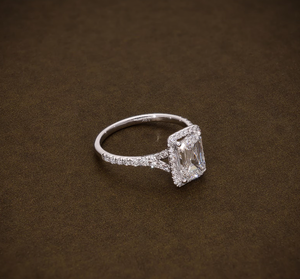 <b>Silver</b> Lab-Grown Diamond <b>Emerald</b> Cut Vintage Engagement <b>Ring</b> IGI Certified for Wedding Anniversary Gift - Product Image 2