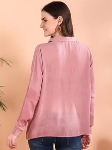 Camisa Holgada de Manga Larga con Cuello Abotonado, Estampado Tie-Dye, Hecha a Mano, de Rayón, para Mujer, Marca Maaesa - Product Image 6