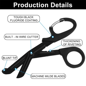 Tijeras Supercut de Color Negro, Tijeras Quirúrgicas de Acero de Grado Quirúrgico, Tijeras Estériles para Trauma, Venta al por Mayor OEM ODM, Tijeras para Primeros Auxilios - Product Image 5