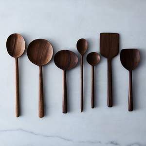 Juego de cucharas de cocina de madera hechas a mano con espátula, cuchara volteadora y cuchara para servir, utensilios de cocina - Product Image 1