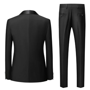 Ensemble de costume de smoking noir en laine croisé pour homme avec gilet et nœud papillon, coupe ajustée, style britannique, tenue de cérémonie pour mariages et événements - Product Image 2