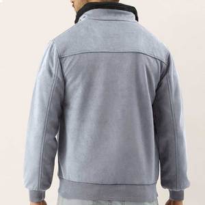 เสื้อแจ็คเก็ตบอมเบอร์หนังกลับสีเทาสำหรับผู้ชาย พร้อมซับในขนสัตว์เทียม ปิดด้วยซิป เสื้อแจ็คเก็ตหนังกลับลำลองสำหรับฤดูหนาว - Product Image 3