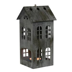 Portavelas de metal gris envejecido al por mayor, linterna decorativa para el hogar, para uso en interiores y exteriores, en oferta. - Product Image 1