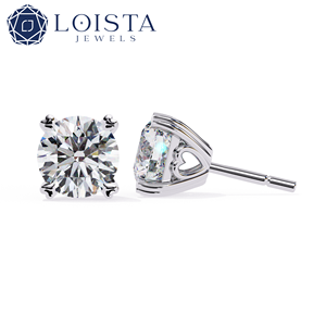 Lab Grown Diamond Round Brilient Cut Diamond Stud <b>Earrings</b> Classic Style Women Wedding Jewelry IGI Certified - Product Image 1