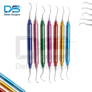 Kit dentaire 7 Curettes Gracey à manche creux, multicolores, en acier inoxydable, pour détartrage chirurgical et composite dentaire manuel - Product Image 4