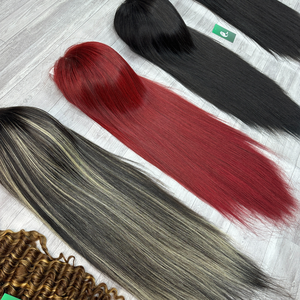 28 pouces meilleure vente en gros perruque droite naturelle pleine cheveux vierges bruts ombre couleur u partie perruque avec HD suisse dentelle transparente - Product Image 4