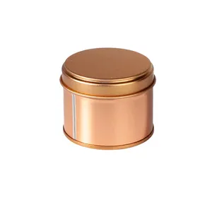 Pot à bougie rond en cuivre avec couvercle en métal, récipient pour bougie en cire de soja, finition premium, réutilisable. - Product Image 1