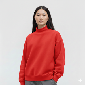 Sweat-shirt molletonné oversize à col montant et manches longues pour femme, collection Hiver 2026, coupe ample, haut décontracté, design moderne sur le devant, idéal pour le froid - Product Image 4