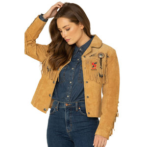 Solid Trader High Quality Tassel Detail Western Fashion Slim Fit Soft Texture <b>Suede</b> Fringe Leather <b>Jacket</b> - Product Image 1