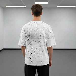 เสื้อยืดโอเวอร์ไซส์ผู้ชาย ผ้าเจอร์ซีย์คอตตอน 100% คุณภาพดีที่สุด พิมพ์ลายดิจิทัล ปักโลโก้ตามสั่ง ทรงหลวม สไตล์ฮิปฮอป - Product Image 3