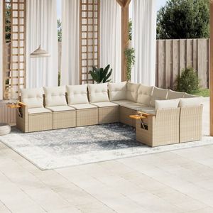 Conjunto de Sofás Modulares de Jardín de Ratán Sintético PE Beige de 10 Piezas - Product Image 1