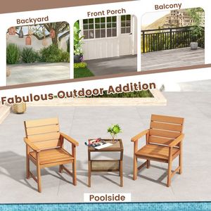2-Piece Patio Hardwood Chair with Comfortable Slatted Seat and Inclined <b>Backrest</b> - Product Image 4