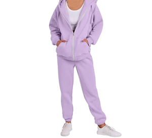 Survêtement sportif en polyester de haute qualité pour femmes, grande taille, couleur unie, pour le jogging et usage décontracté, disponible en gros, collection automne - Product Image 2