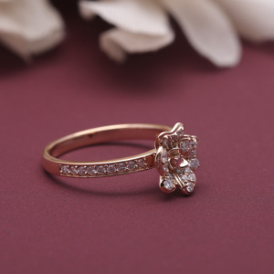 IGI Certified Lab Grown Round Diamond Flower Ring 9K Rose / White And Yellow Gold <b>Pink</b> & White Diamond Floral Ring for Women - Product Image 2