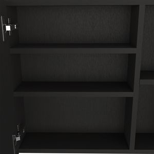 Armadietto Portamedicinali a Singola Anta con 18H Due Ripiani Esterni e Tre Ripiani Interni in Nero Categoria Prodotti Specchi da Bagno - Product Image 6