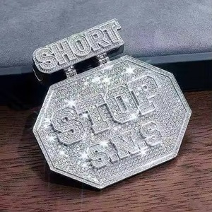 Hip Hop Fine Jewelry Custom 925 Silver Iced Out Large Name Letter Charm Pendant for Men Moissanite Bezel Set Custom pendant - Product Image 1