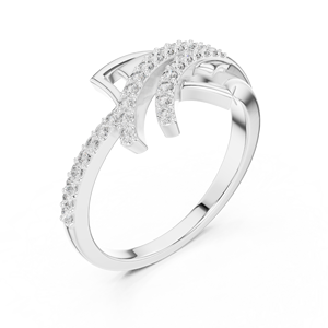 Luxury Wave Diamond Ring for Women | Modern Overlapping Design | Micro Pave Setting | <b>Moissanite</b> Ring | 925 Silver <b>Jewelry</b> - Product Image 2