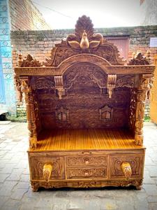 Hand Carved Traditional Teak Wood Temple <b>Unit</b> with <b>Storage</b> for Home Pooja Mandir - Product Image 4