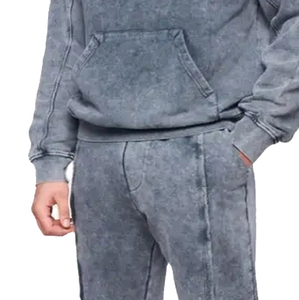 Ensemble de survêtement délavé pour homme, style streetwear, tenue de sport décontractée pour la gym et le jogging, avec logo personnalisé - Product Image 6