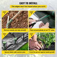 Toile géotextile anti-mauvaises herbes en PP tissé robuste 2,4 oz, rouleau de 300 pieds pour parterres de fleurs, haute perméabilité, filet de jardinage