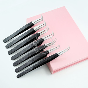Embouts de fibres de qualité supérieure pince à épiler classique noire incurvée volume professionnel cils pince à épiler pour l'extension des cils - Product Image 4