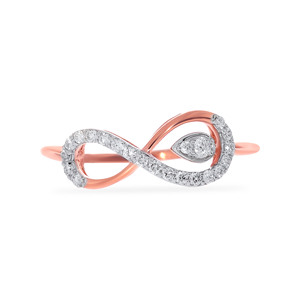 Exquisito Anillo de Oro Rosa de 18K con Bandas de Diamantes Entrelazadas, Dos Diamantes Centrales en Espiral, Joyería Fina para Mujer - Product Image 3