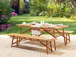 Sustainable Bamboo Dining Table <b>Set</b> with Benches Natural Handmade Bamboo Furniture OEM ODM Wholesale Kingcraftviet - Product Image 2
