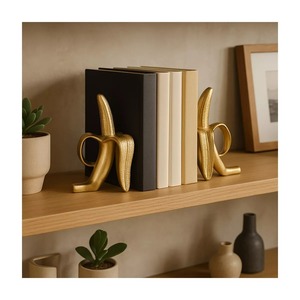 Porte-livres en forme d'ananas plaqué or, sculpture décorative en métal, accessoire de bureau élégant pour la maison, style glamour, 2 pièces - Product Image 5