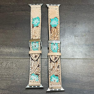 Bracelet de montre en cuir véritable à motif floral, fabrication directe d'usine, vente en gros, pour montres unisexes de luxe, avec fermoir en métal - Product Image 5