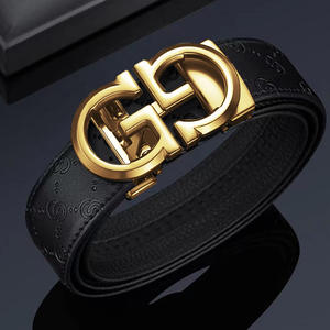 Ceinture en cuir véritable de première qualité pour hommes, boucle automatique en métal noir et or en forme de G, fabrication de qualité supérieure, vente en gros - Product Image 3