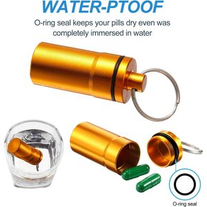 Portapillole in Alluminio Impermeabile da 14 Pezzi, Mini Contenitore Portatile in Metallo per Compresse con Portachiavi, Scatola Porta Pillole per Facile Utilizzo - Product Image 3