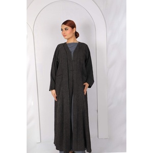 Elegant Premium <b>Black</b> Abaya Lightweight Linen Summer Muslim Women Modest Clothing Modest <b>Robe</b> Muslim Fashion wholesale fashion - Product Image 1