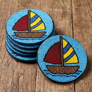 Seed Beads Beaded Embroidery Coaster Set Handmade <b>Table</b> Decor Handmade Seed Beads Embroidery Coaster Set For Dining <b>Table</b> - Product Image 3