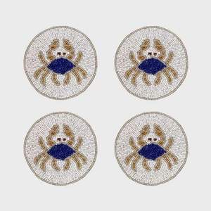 Multicolor Bead Accents Luxury Gold and Silver <b>Beaded</b> <b>Coasters</b> Fine Dining Handmade <b>Coasters</b> With Metallic Glass - Product Image 5