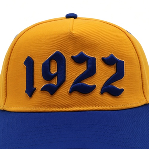 หมวกเบสบอลปักลายสีทองรอยัลบลู 1922 ปีกโค้งสองสี ปรับขนาดได้ด้วยตัวล็อคแบบสแนปแบ็ค หมวกกีฬาลำลองสำหรับผู้หญิง สวมใส่กลางแจ้ง - Product Image 3