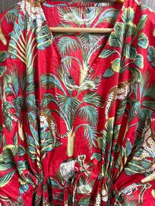 Vestido Kaftán de Algodón con Estampado Floral para Mujer, Hecho a Mano, para la Playa, Corte Regular, Estilo Boho, para el Verano - Product Image 5