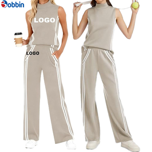 Conjunto de 2 Piezas para Mujer de Alta Calidad, con Logotipo Personalizado, Estilo Deportivo, Top Corto y Pantalones Anchos, Transpirable, Ideal para Viajes - Product Image 2