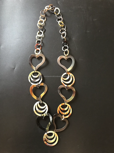 Collar de cadena de cuerno geométrico para mujer con anillo de cuerno de búfalo clásico cuerda de perla de diamante joyería certificada IGI para fiestas - Product Image 2