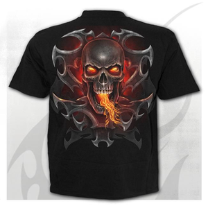 Camisetas de algodón con estampado de calavera de esqueleto para hombre, estilo Hip Hop, Tops de calle, Camisetas de skate con hombros descubiertos, Manga corta - Product Image 5