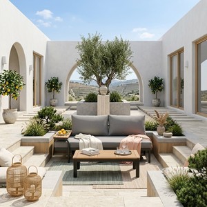 Conjunto de Sofá de Jardín Moderno Gris para Exteriores, Tres Plazas, Estructura de Acero, Espuma de Alta Densidad, Cojín Impermeable, Diseño Minimalista, Resistente a los Rayos UV - Product Image 6