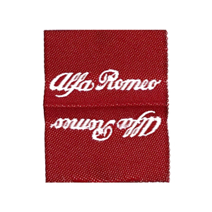 Étiquettes de style de qualité supérieure, personnalisées, tissées en damassé, en tissu rectangulaire, pliées au centre, découpées au laser, pour vêtements, avec logo d'entreprise - Product Image 1