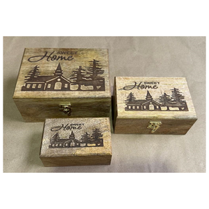 Vendedor Confiable que Vende Caja Organizadora Rectangular de Madera Marrón Hecha a Mano de la Mejor Calidad, Caja de Madera de Mango para Almacenamiento en la Cocina - Product Image 1