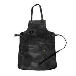 High Quality Leather <b>Apron</b> for Barista Chef <b>BBQ</b> Grill Durable Cowhide <b>Apron</b> with Pockets OEM ODM Bulk Supply LPN-0289 - Product Image 4