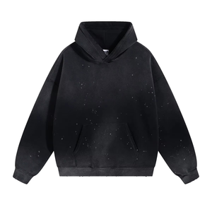 Sweat-shirts à capuche pour hommes avec logo personnalisé, 100% coton, lavage à l'acide, basique, faible MOQ - Product Image 4