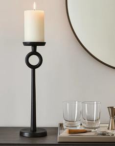 Porte-bougie moderne en métal noir, support de bougie minimaliste haut pour table, pour la décoration de la maison au meilleur prix - Product Image 6