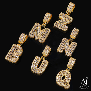 Collar con Colgante de Letra Hiphop Chapado en Oro Rosa de 18K, con Zirconia, Personalizable con Nombre o Inicial, para Hombre y Mujer - Product Image 1