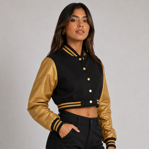 Chaqueta universitaria corta personalizada para mujer, diseñada con materiales de primera calidad, corte moderno y producción de marca privada OEM ODM - Product Image 4