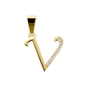 Pendentif en or 9 carats avec diamant cultivé en laboratoire Aarinya, lettre V classique pour femme, avec diamants ronds taille brillant, cadeau - Product Image 1