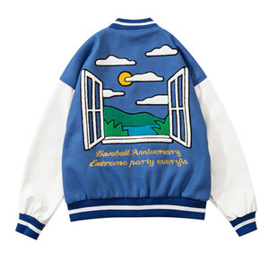 Chaqueta estilo universitario premium con diseño de patchwork y letras, con acabado suave, chaqueta de invierno para comodidad diaria. - Product Image 2